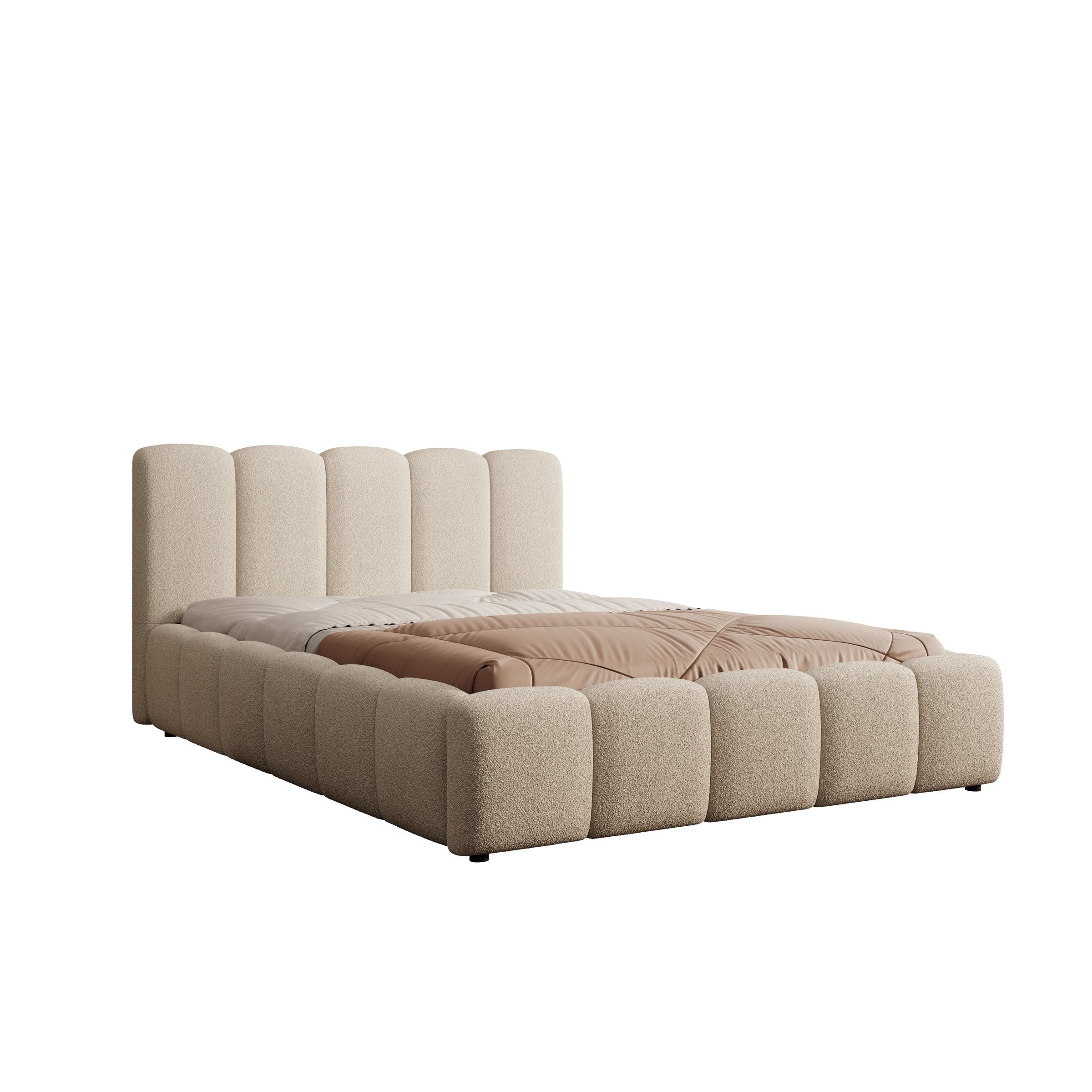 Valerio - Tweepersoonsbed - Teddystof beige - 140x200 cm