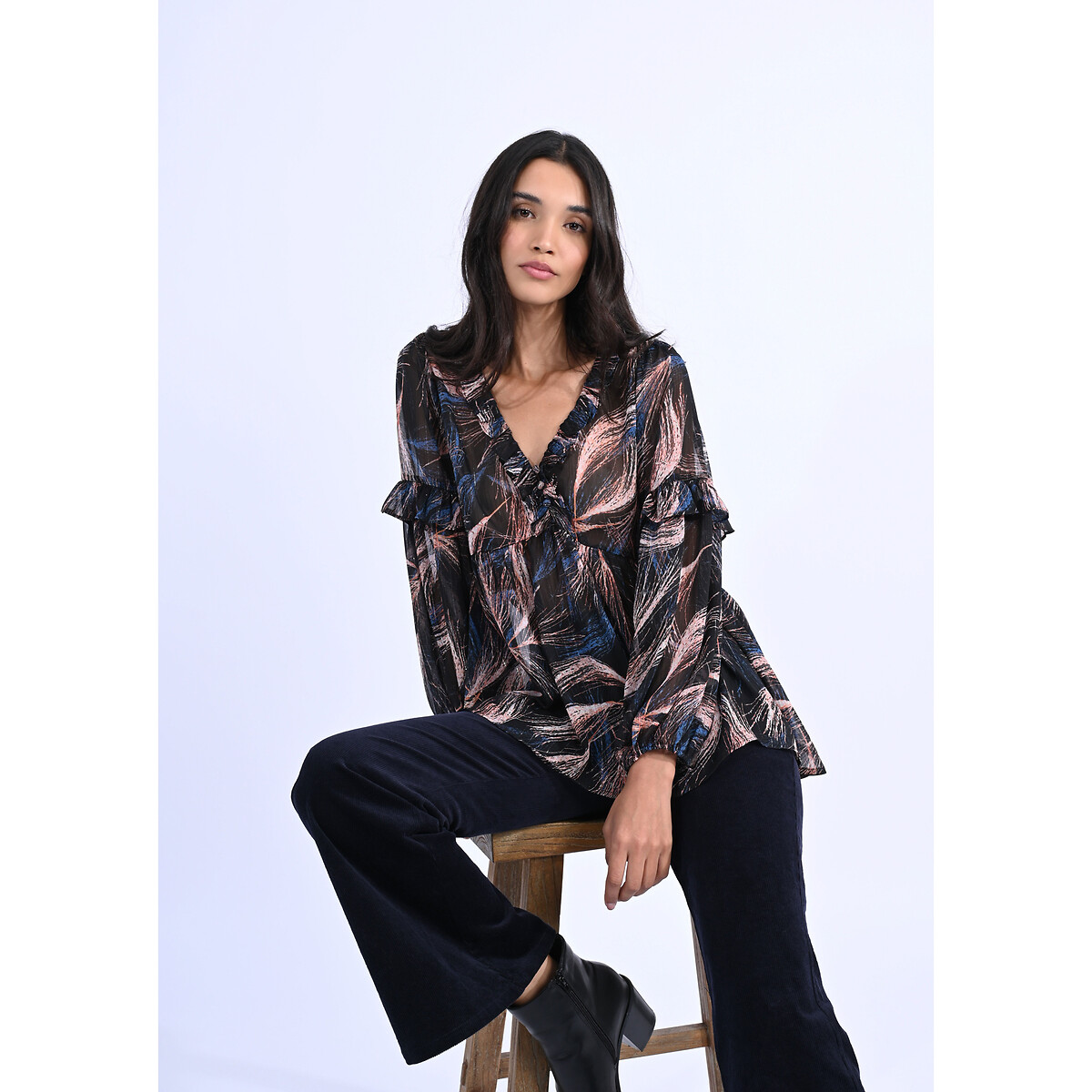 MOLLY BRACKEN<br>Blusa estampada com babados