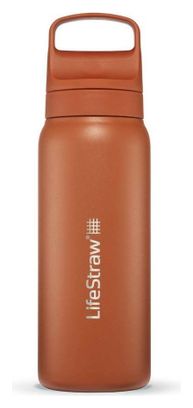 Bouteille filtre à eau LifeStraw Go 2.0 Kyoto Orange isolée en acier inoxydable 1 litre-Orange