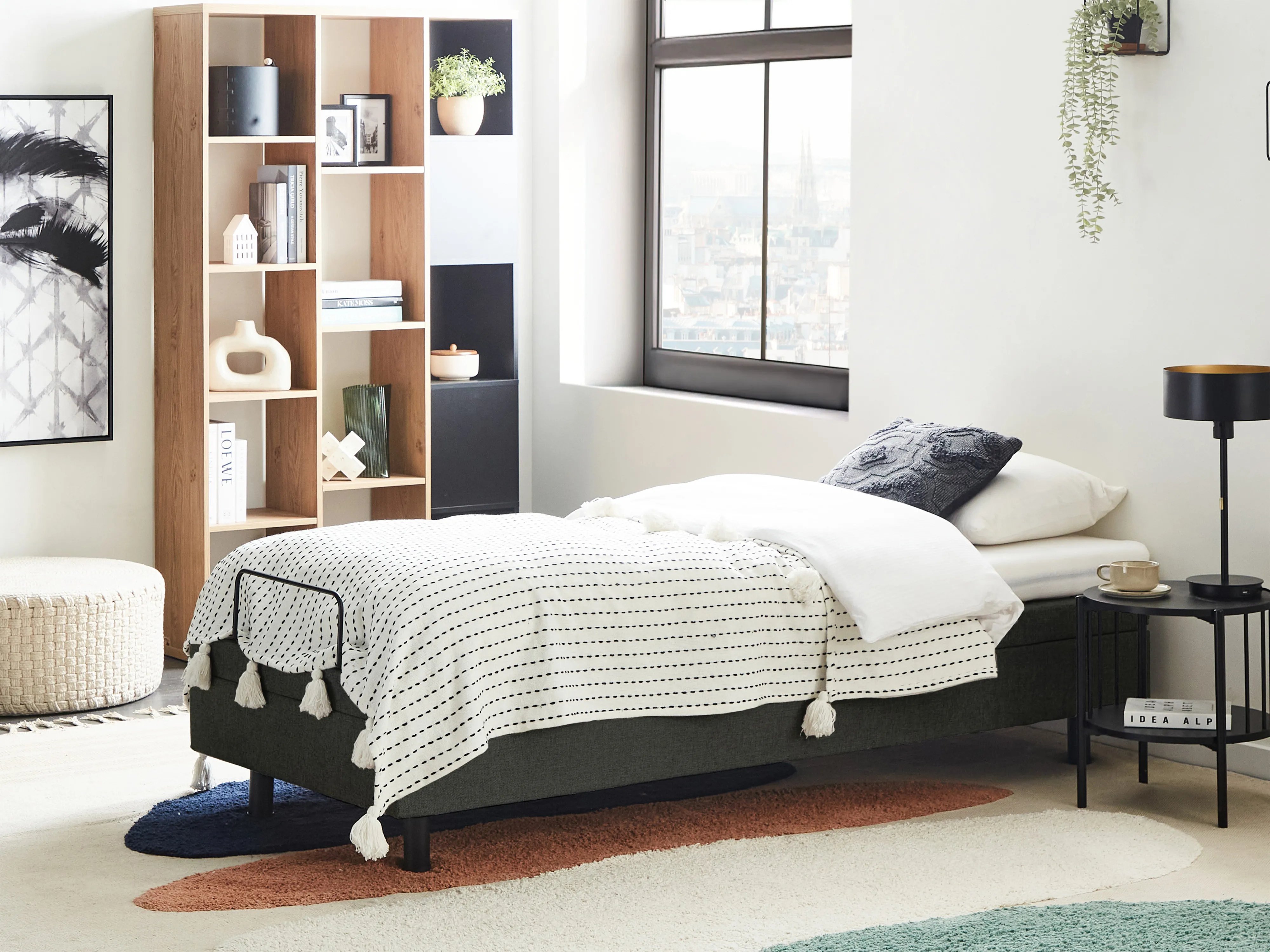 Verstelbaar bed zonder hoofdbord Stof CASTELLAN 90 x 200 cm Donkergrijs