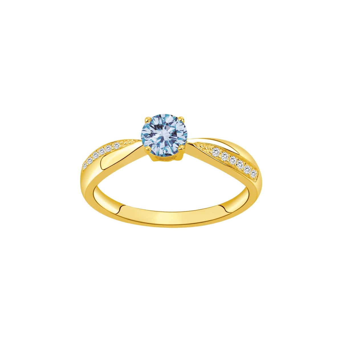 Bague en Plaqué Or avec spinelle bleu topaze