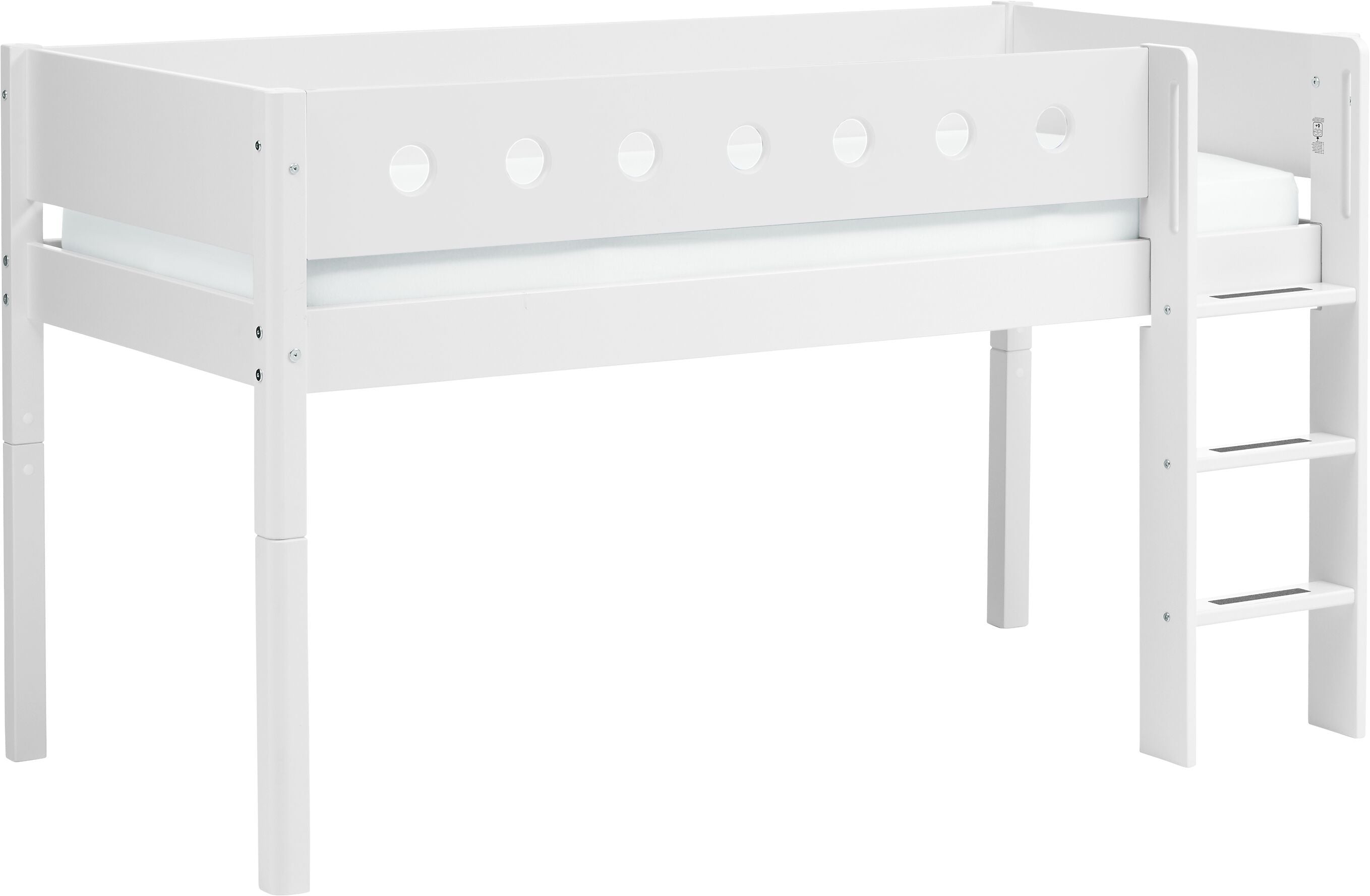 Flexa WHITE Halbhochbett - Weiss / B: 109.0 cm x T: 210.0 cm x H: 120.0 cm