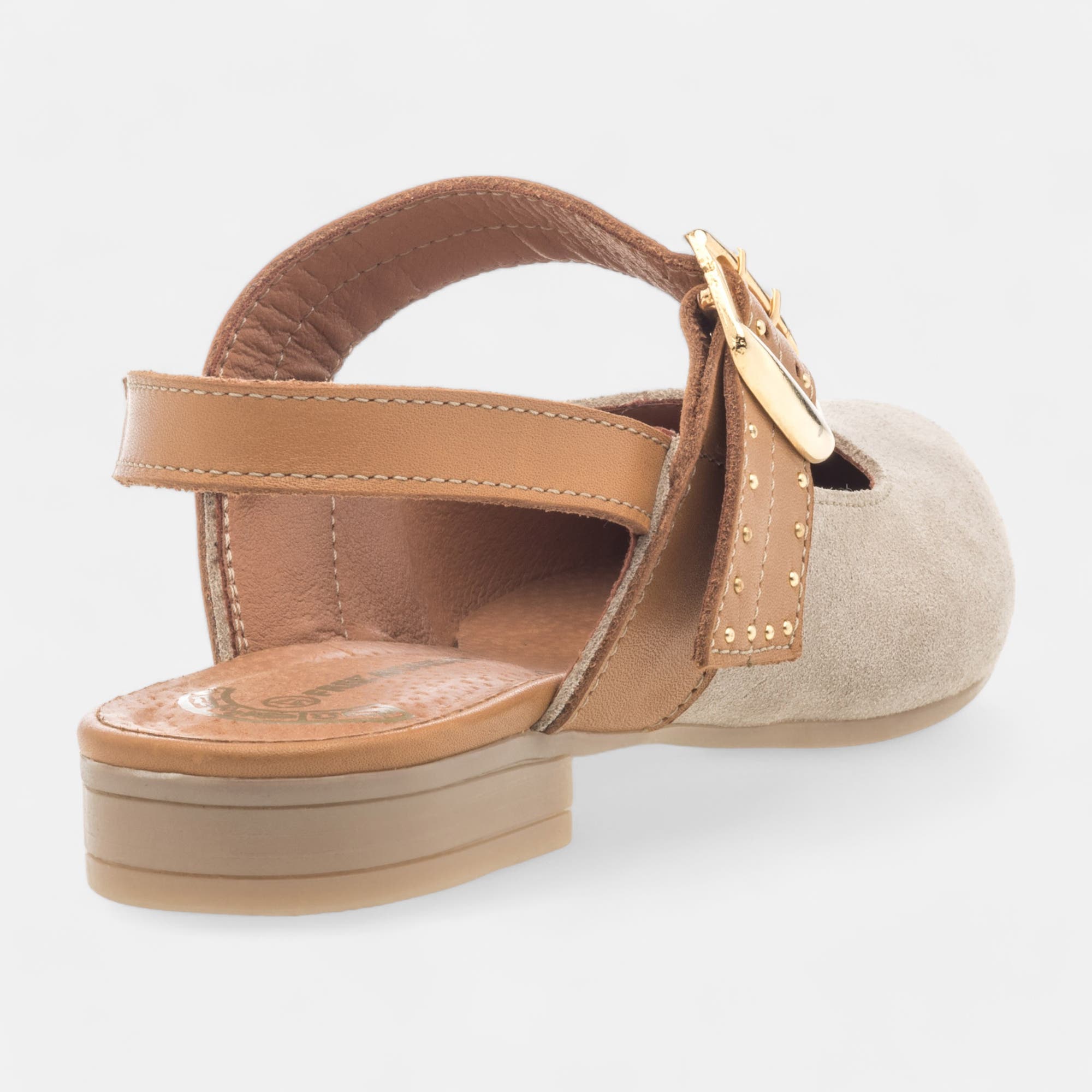 Escarpins avec bride arrière Femme en cuir beige