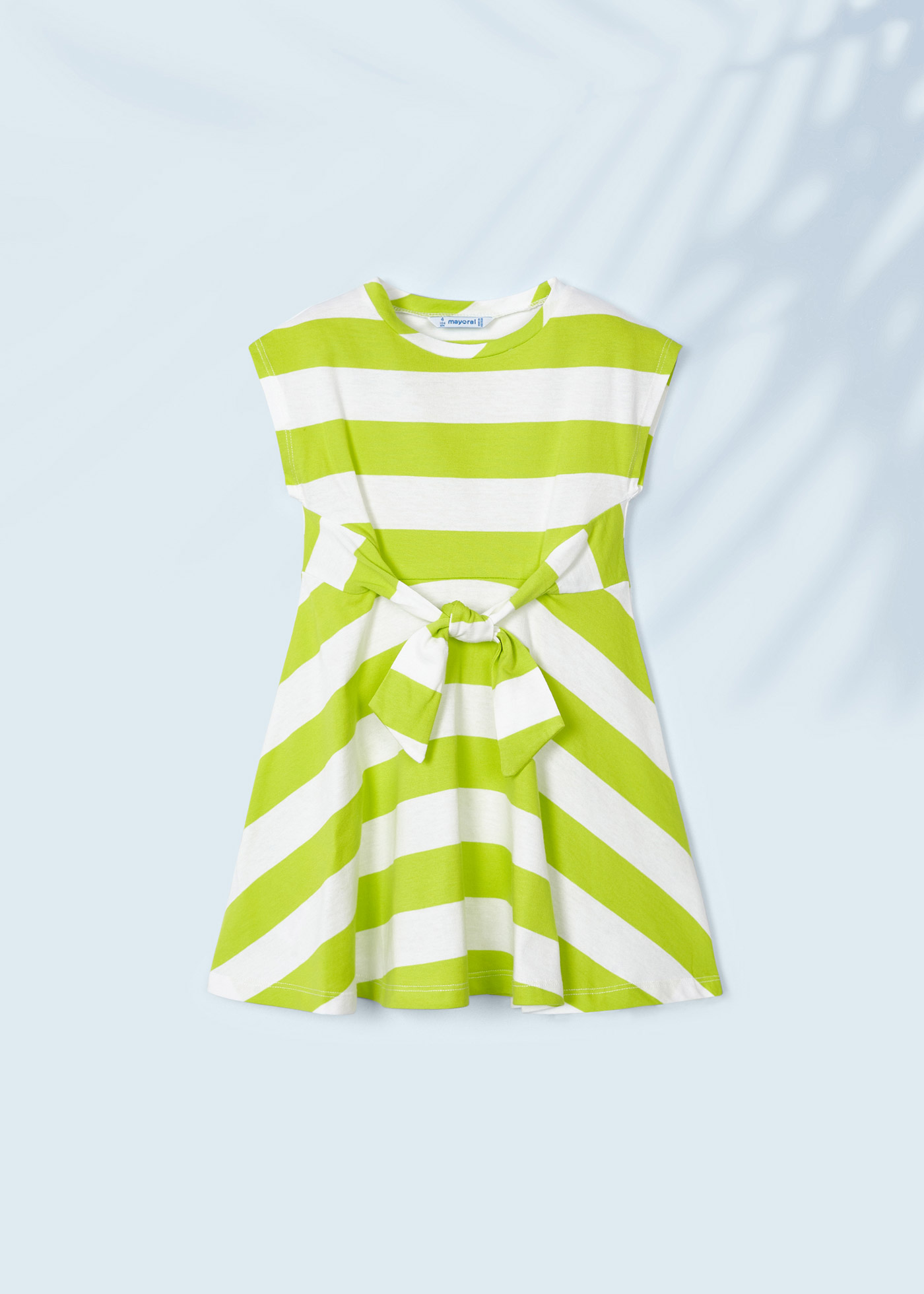 Vestido de algodão com estampa listrada para meninas
