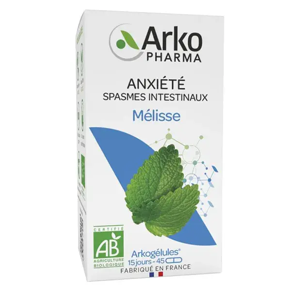 Arkopharma Arkogélules Ansiedade e Espasmos Intestinais Erva-cidreira Orgânica 45 cápsulas