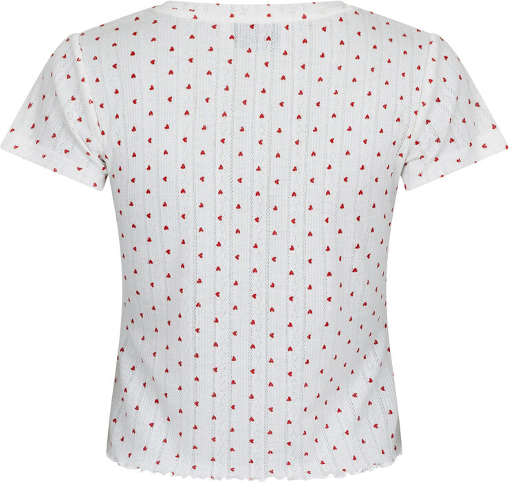 Neo Noir Lonnie Pointelle Heart Top White