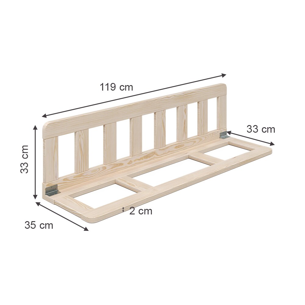 VitaliSpa Rausfallschutz für Kinderbett Bettschutzgitter Bettgitter 120cm Natur