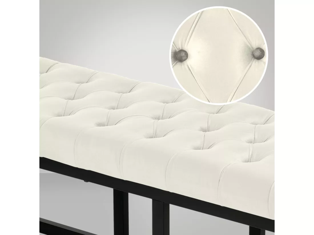 Banquette - Velours & Métal noir mat - Crème - Polson