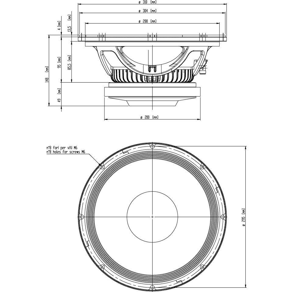 18 Sound 12W750 12 inch bass/midrange luidspreker 600W 8 Ohm