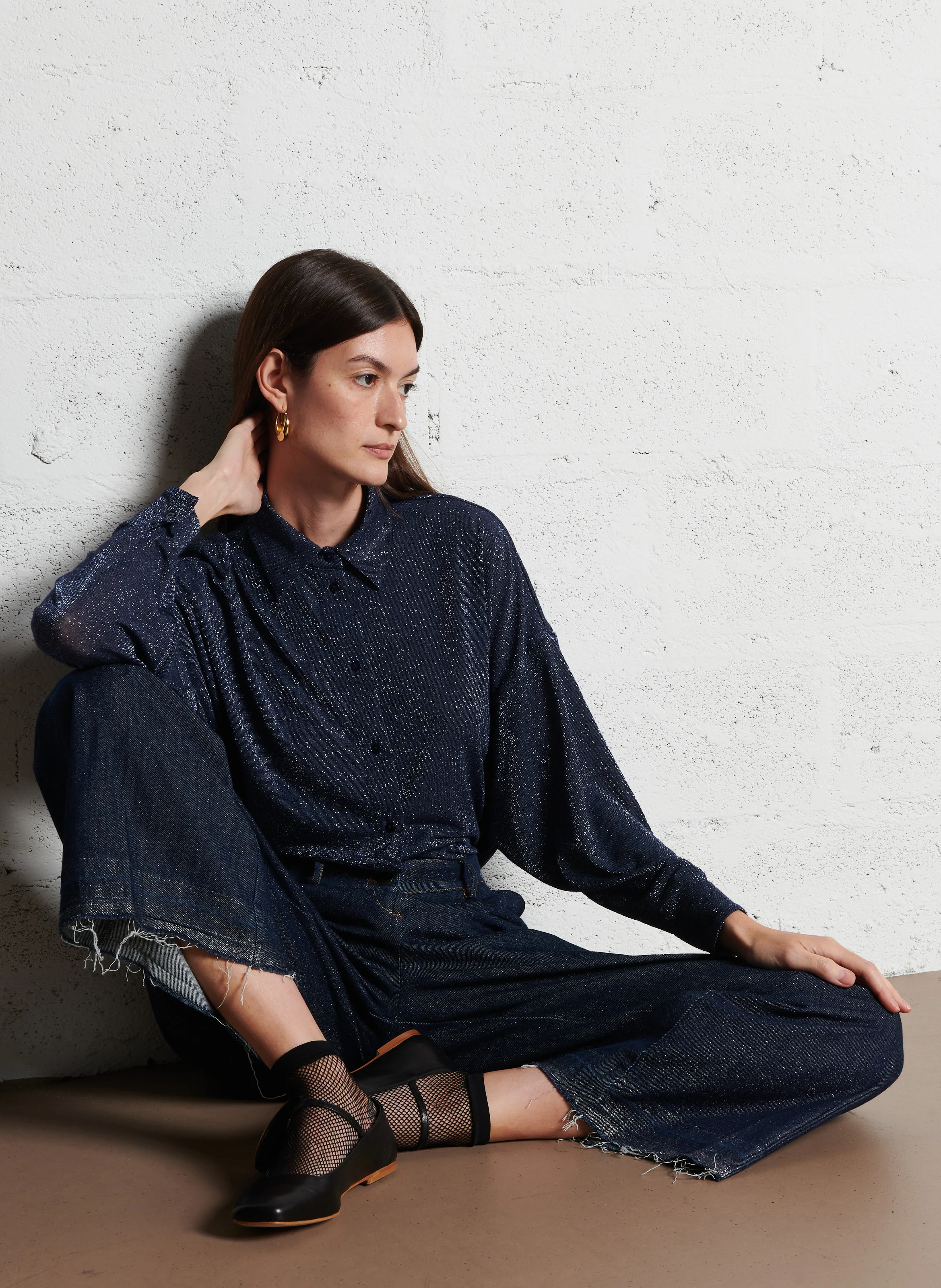 ODA - Chemise droite métallisé| Bleu