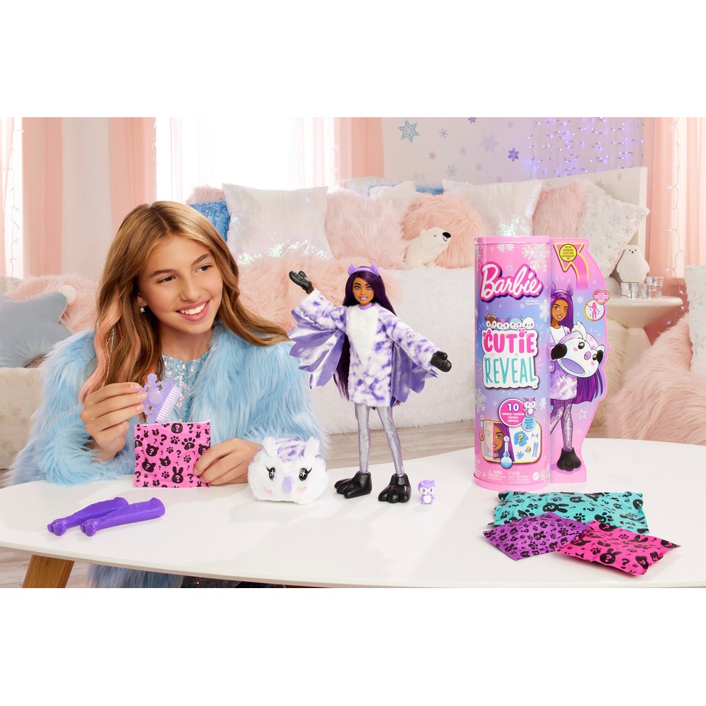 Barbie Cutie Reveal Puppe mit Eulen-Plüschkostüm und 10 Überraschungen