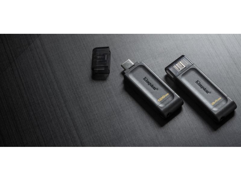 Kingston USB-Stick DataTraveler 70 128 GB USB-Stick mit 128 GB Speicherkapazität und 120 MB/s Lesegeschwindigkeit