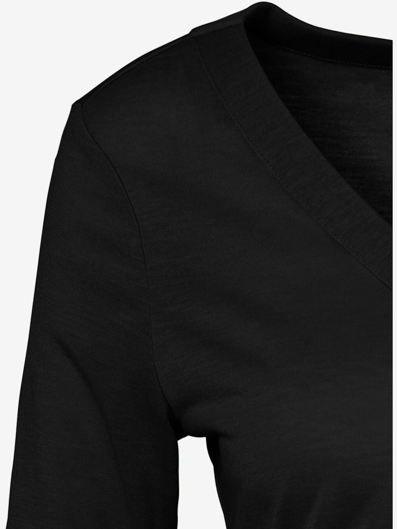 T-shirt à manches 3/4 col v, grand bouton imitation corne