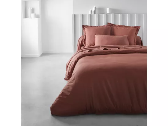 Housse de couette lisse 100% coton, qualité 144 fils. Terre cuite 260x240cm
