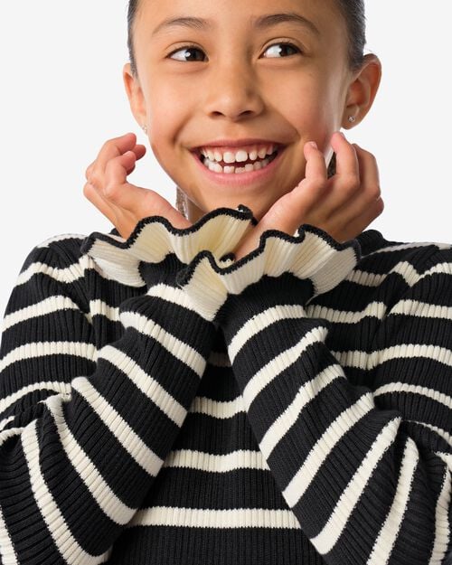 haut enfant en maille côtelée rayé noir