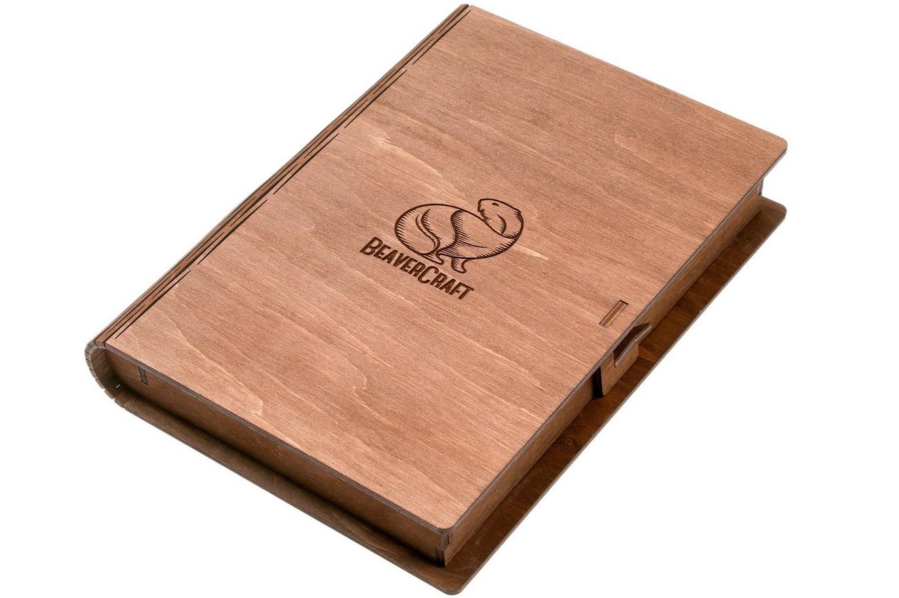 BeaverCraft Spoon Carving Set of 4 S19 Book, houtsnijset met houten opbergboek