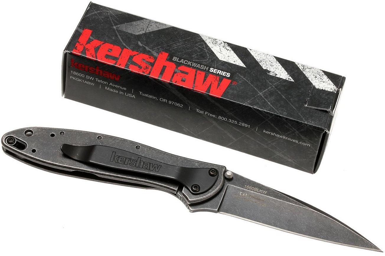 Kershaw Leek 1660BLKW plain edge, zwart