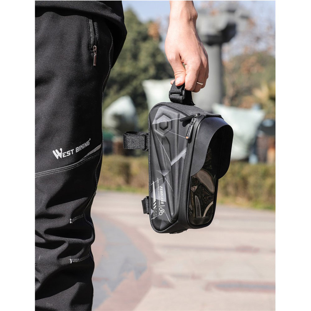Spritzwasserfeste Gravel Bike Velo Smartphone Tasche für den Fahrrad Rahmen (bis 7