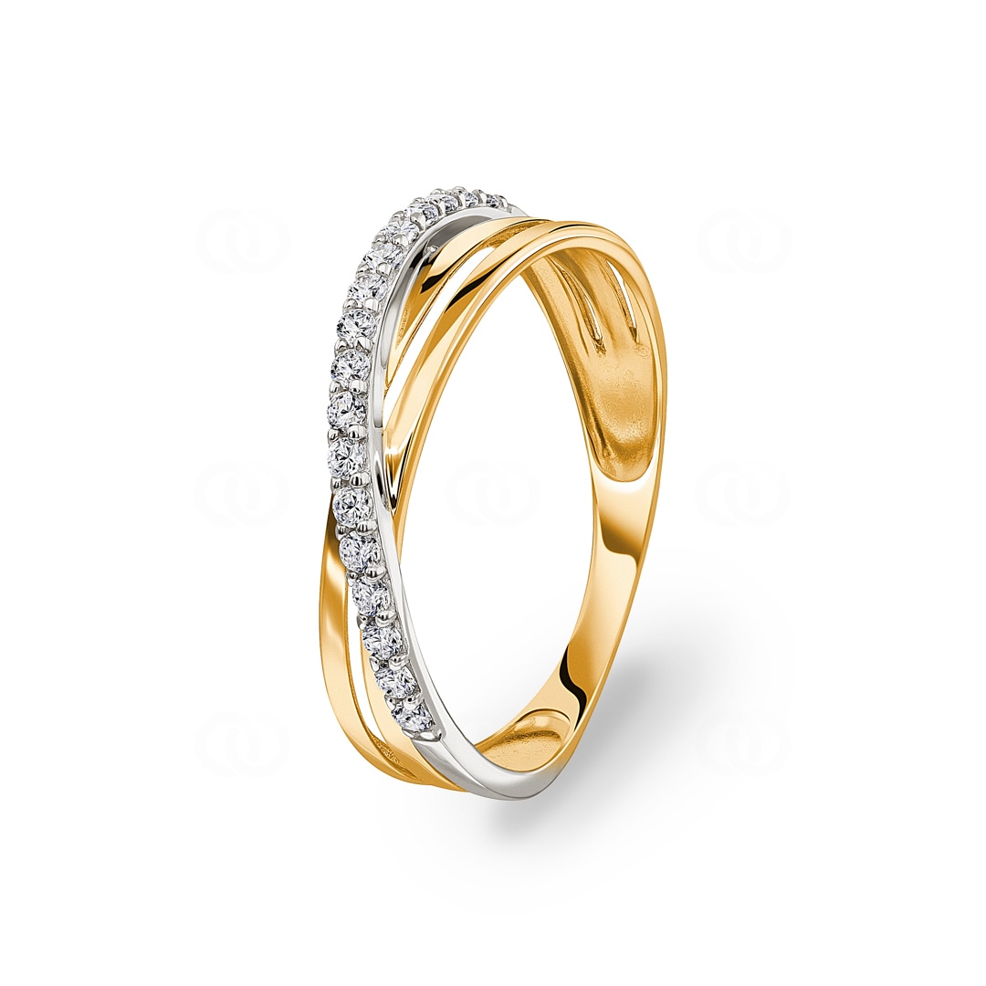 Ring 750/18 K Gelbgold bicolor Fantasie mit Zirkonia