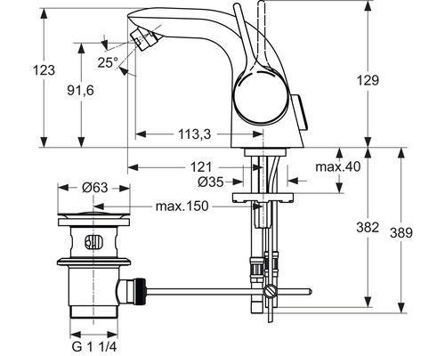 Ideal standard bidetmengkraan MELANGE chroom A4268AA