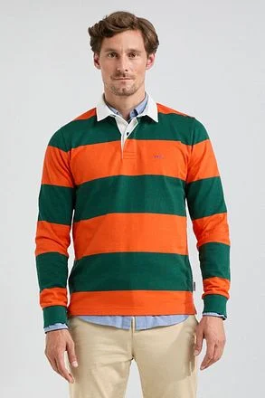 McGregor Rugbyshirt Streep Oranje Groen MM242.8004.03-7003 kopen