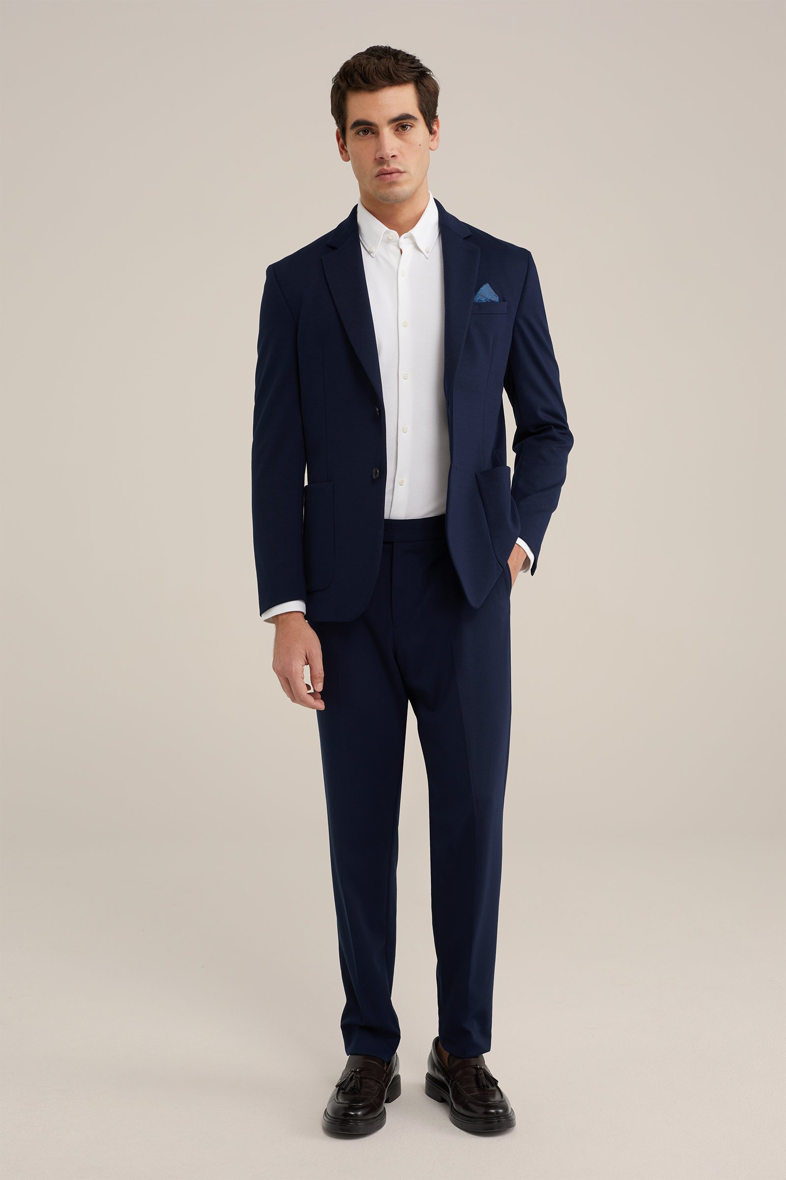 slim fit pantalon Van Gils Donkerblauw