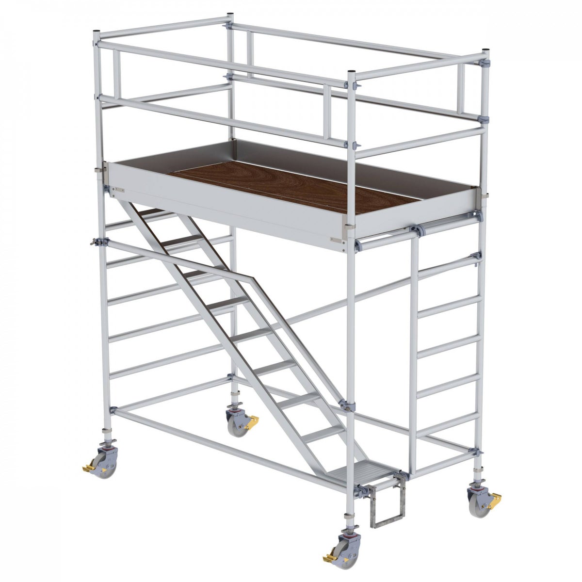 MUNK rolsteiger met schuine toegangsladders, platform 1,35 x 2,45 m, werkhoogte 4,35 m