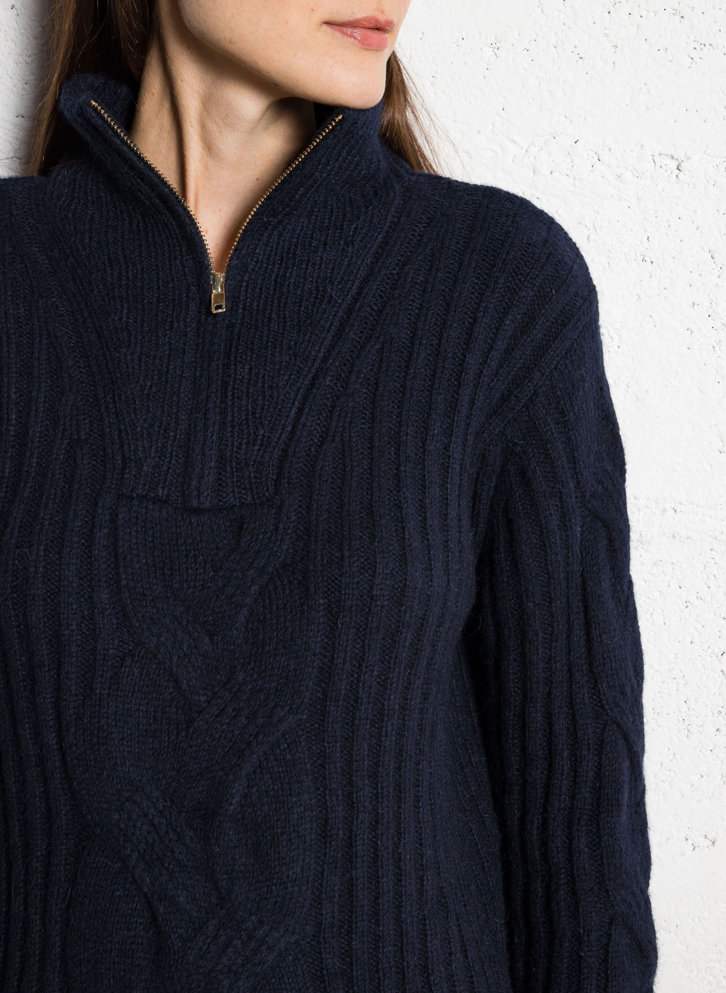 MANOU - Pull droit en maille | Bleu