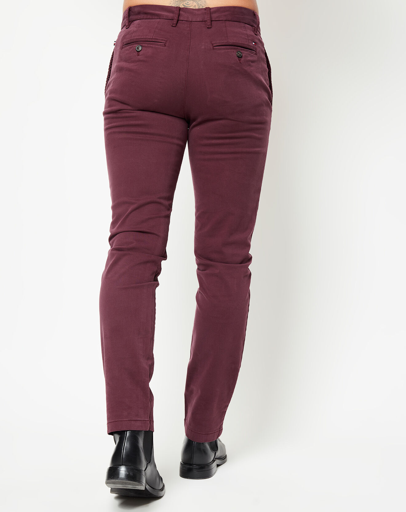 Tommy Hilfiger Pantalon straight chino Denton bordeaux