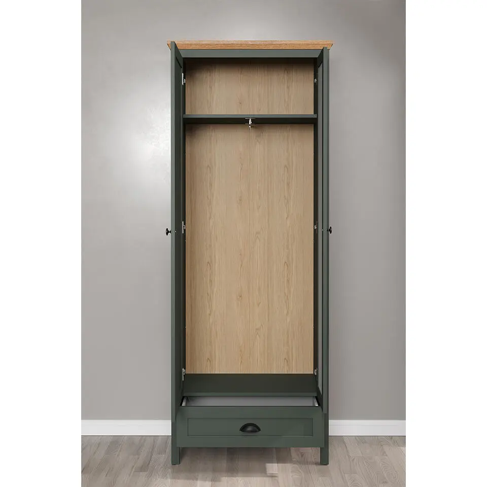 Hioshop Stanton kledingkast groen- eik decor