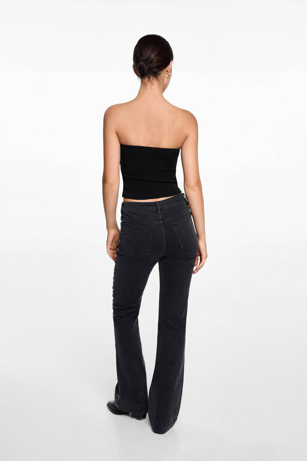 MANGO TEEN cropped strapless top zwart