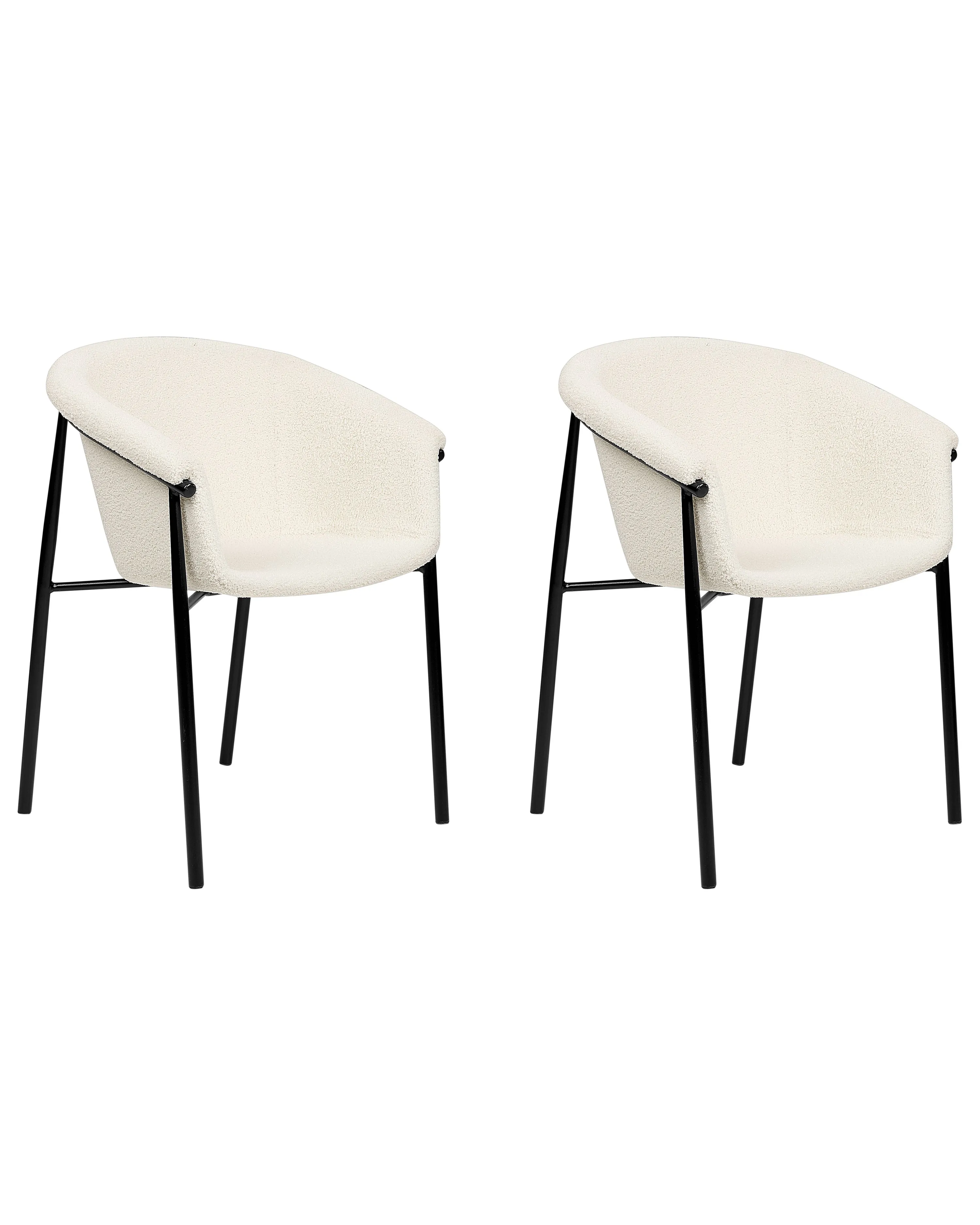 Set van 2 eetkamerstoelen AMES Bouclé Gebroken wit