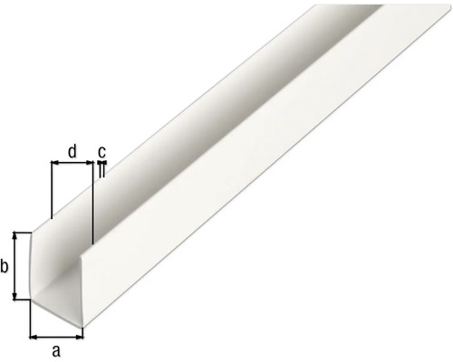 U-profiel PVC wit 10x10x1 mm, 2,6 m
