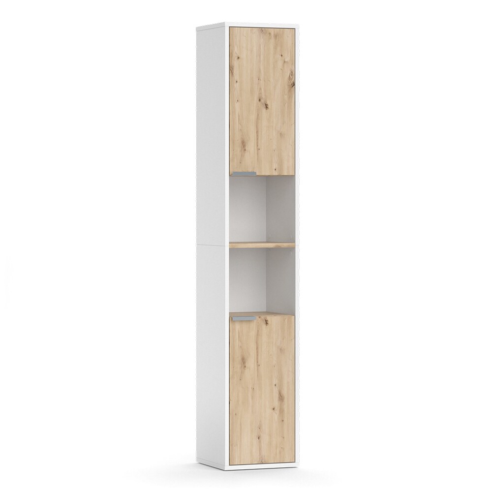 Vicco Hochschrank Henri 30 x 165 cm, Weiß, 2 Türen, Ablage, Badschrank, modern