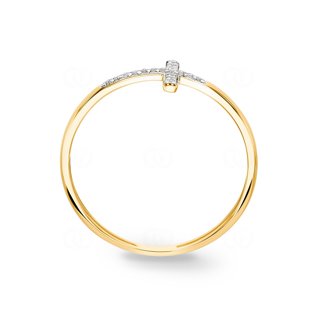 Ring 750/18 K Gelbgold Kreuz mit Diamanten 0.04 ct H/si