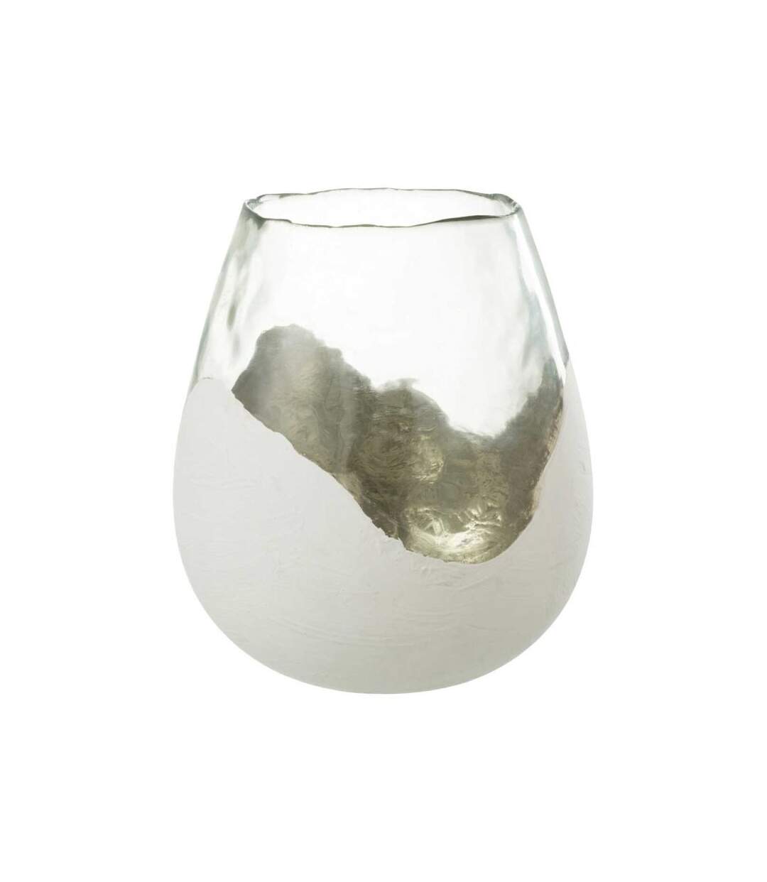 Paris Prix - Photophore Déco En Verre wavy 24cm Blanc