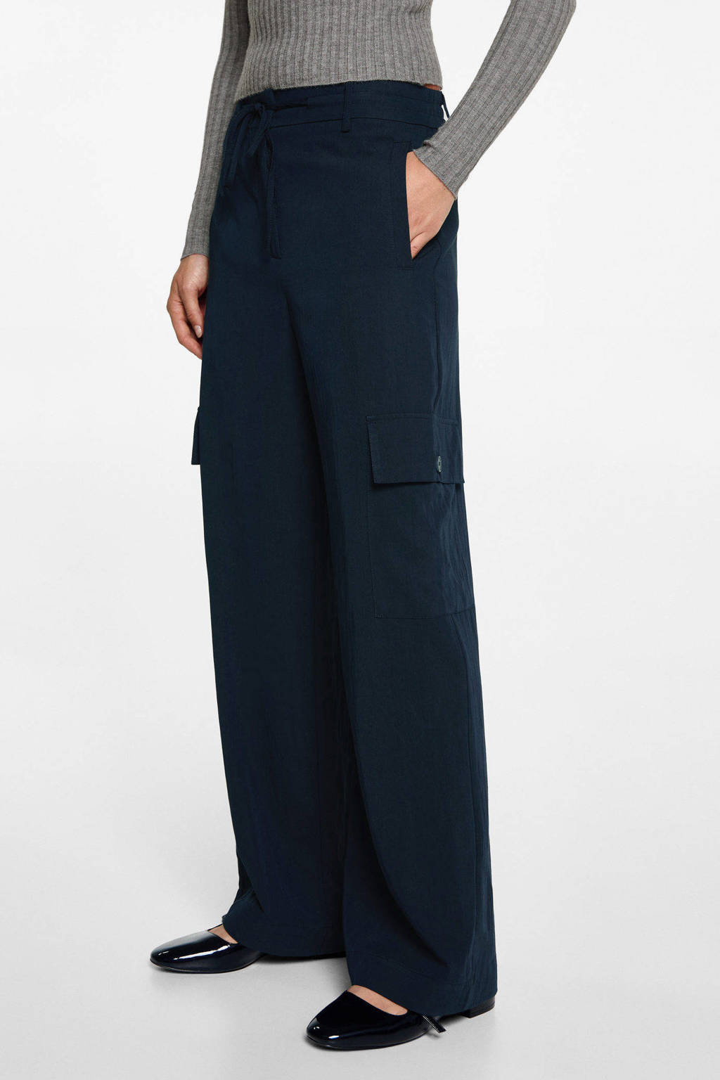 MANGO TEEN wide leg cargobroek marine