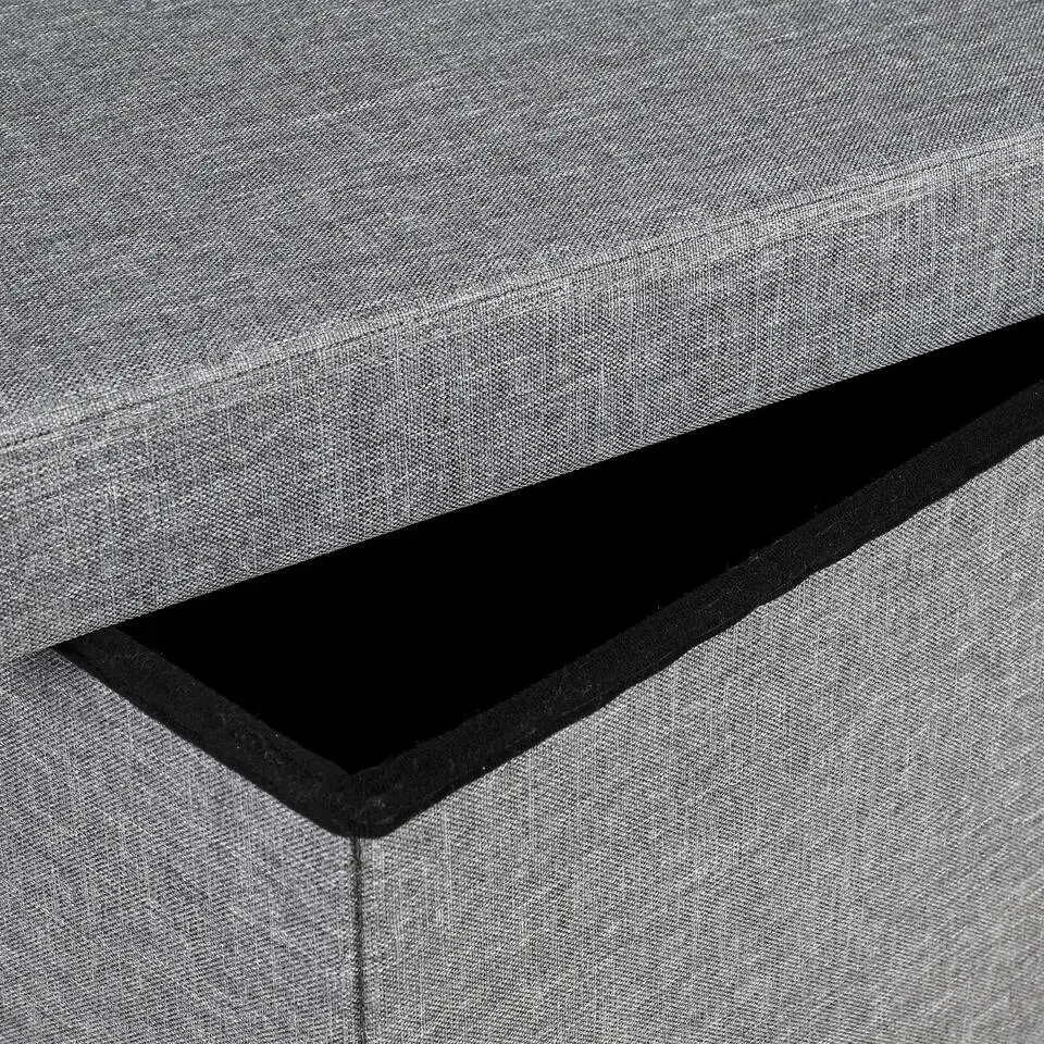 HI poef/hocker/opbergbox - grijs - mdf - 76 x 38 cm