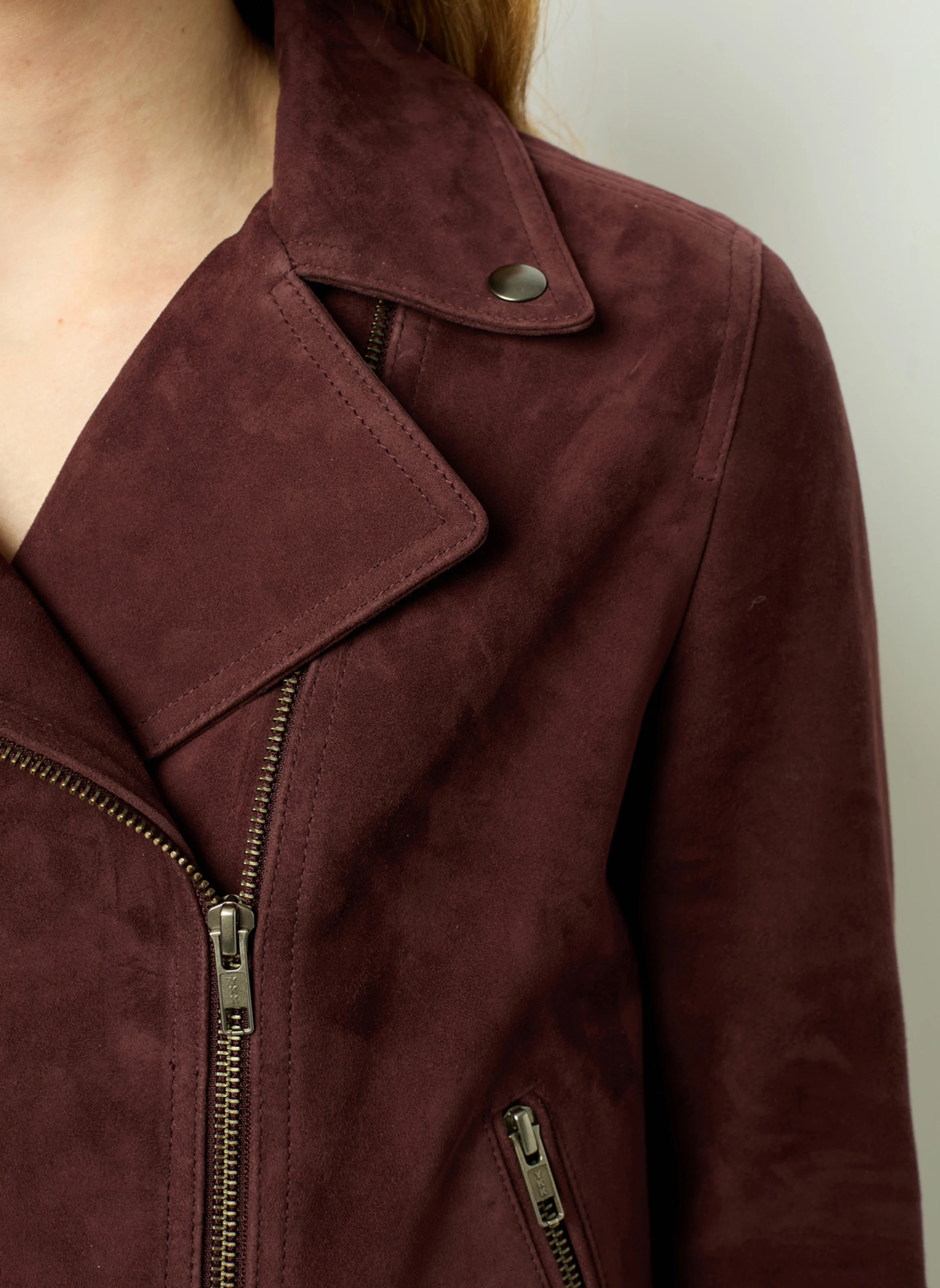 BERNARDE - Veste droite en cuir | Rouge