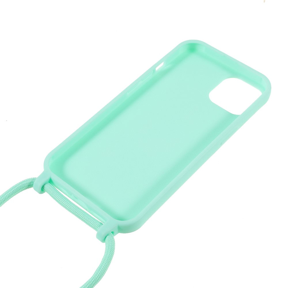 iPhone 13 Necklace Gummi Case Hülle   Handykette (150cm) - Türkis / Silber