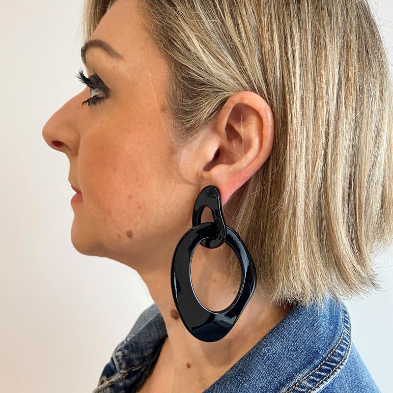 Boucles d'oreilles pendantes noires