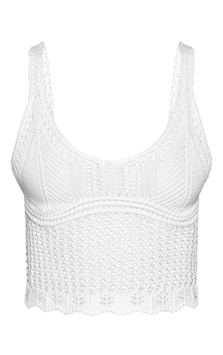 Crème Débardeur Au Crochet À Bord Festonné