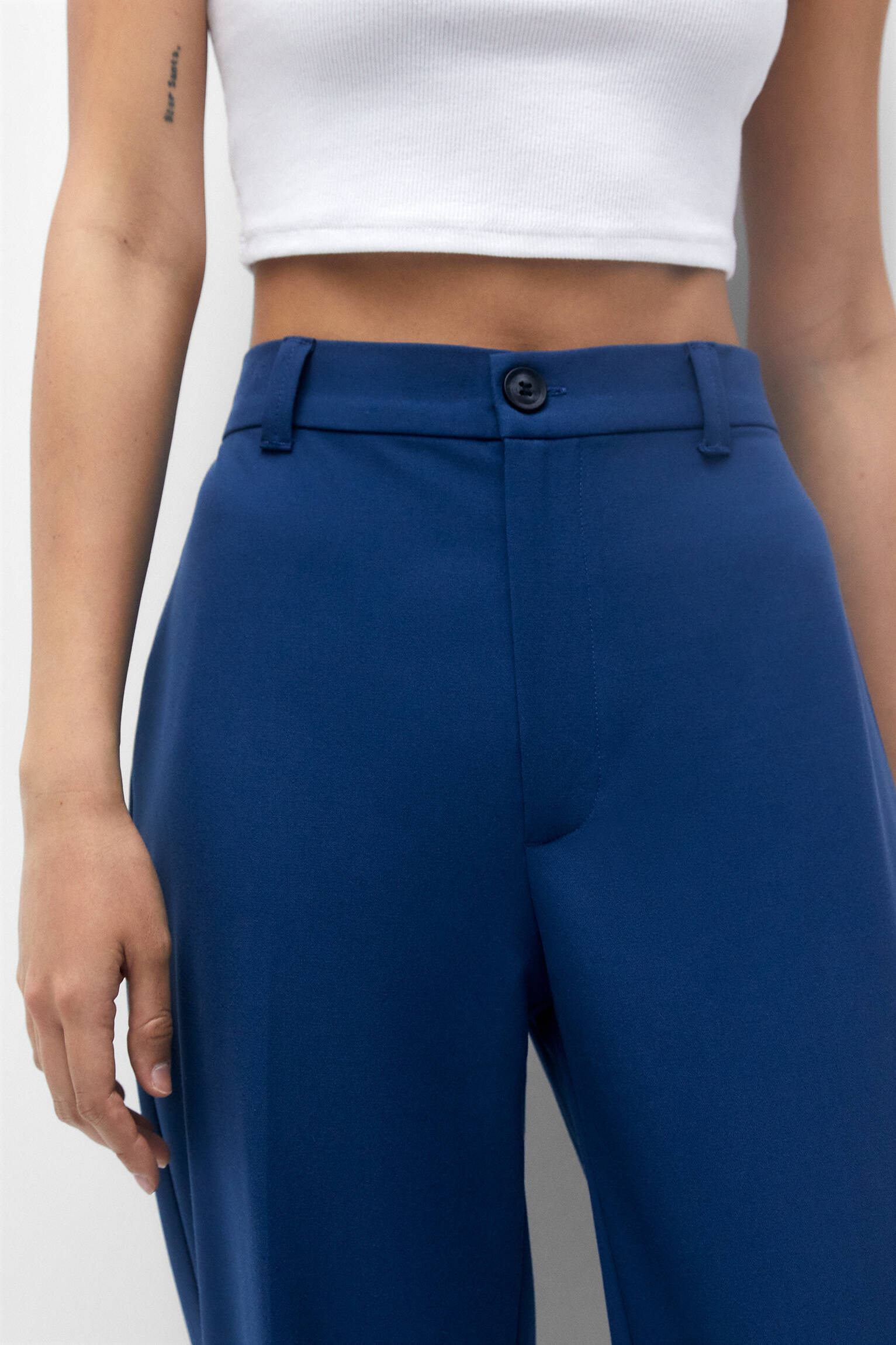 Calça social de perna reta - Azul-marinho