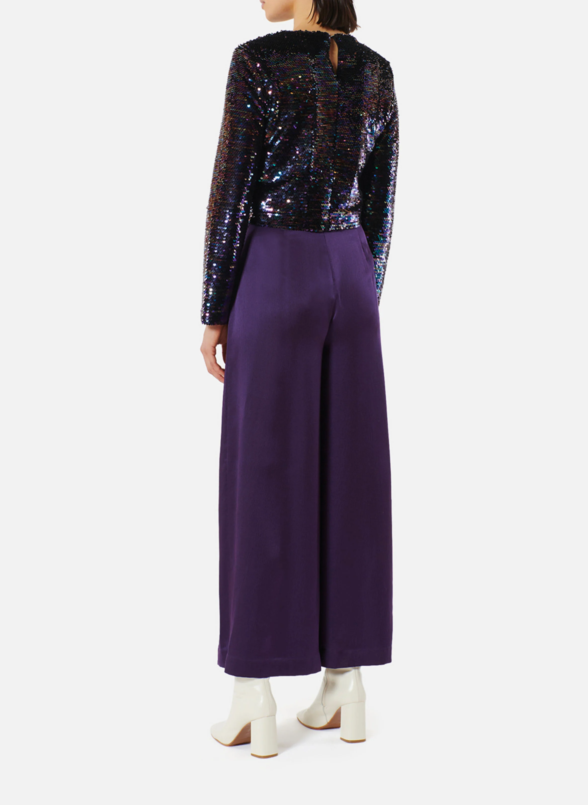 ABBA 2 - Top droit col rond à sequins | Multicolore