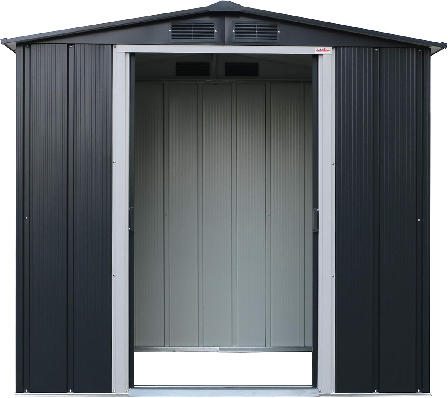 Duramax ECO 6 x 4 (2.17 m²) Metallgerätehaus, feuerverzinktes Metall gerätehaus - Geräteschuppen, verstärkte Dachkonstruktion, wartungsfreier und wetterfester Metallschuppen, Anthrazit