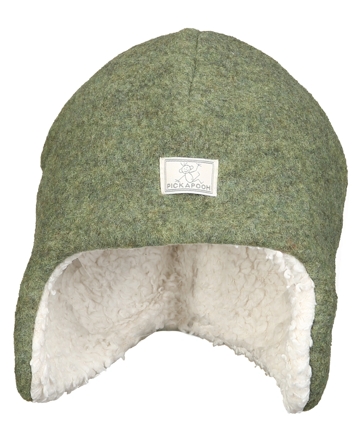 Woll-Mütze JONAS FLEECE mit Plüschfutter in moos/natur
