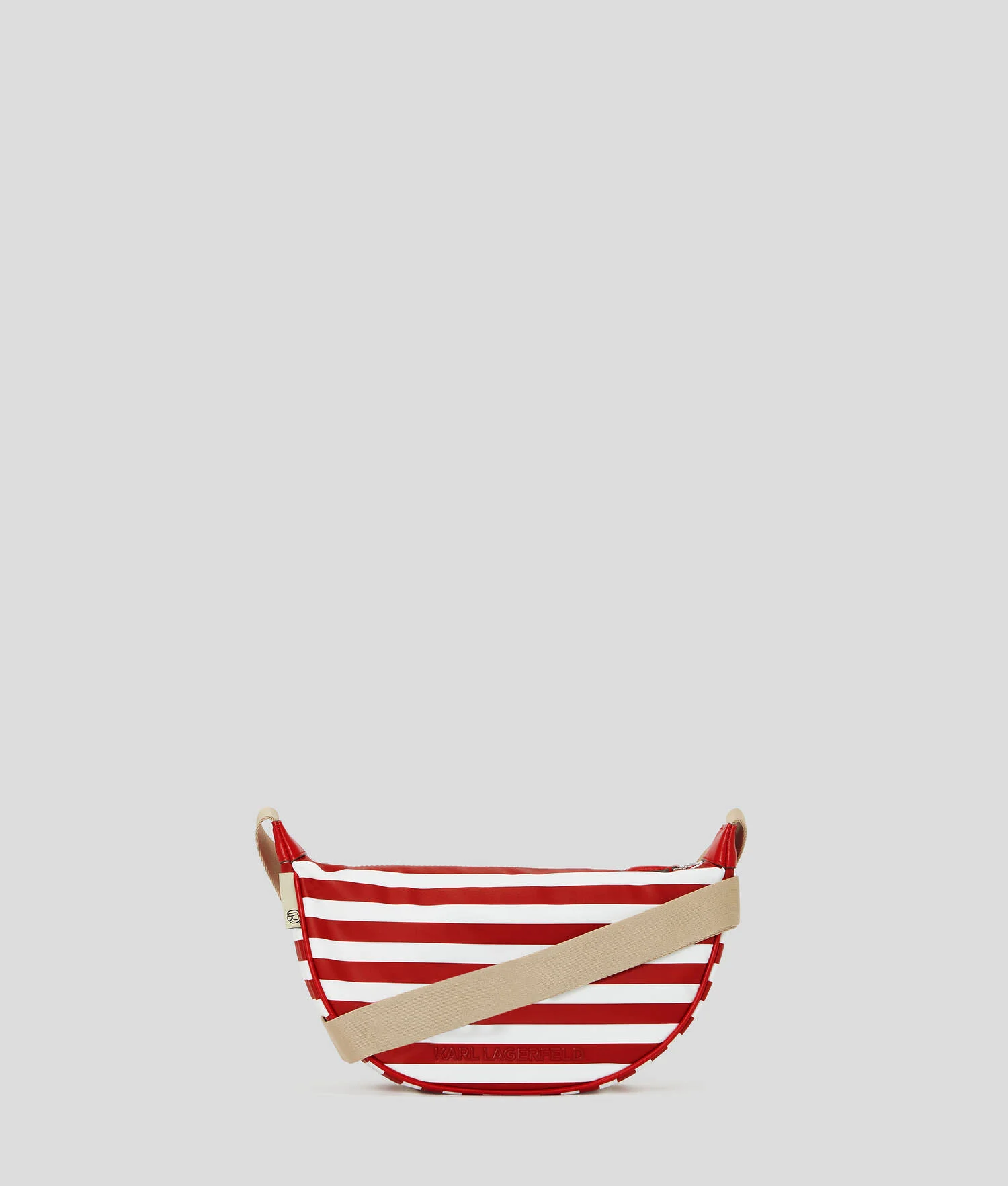 PETIT SAC DEMI-LUNE EN NYLON IKON - Sage écarlate-rayures blanches