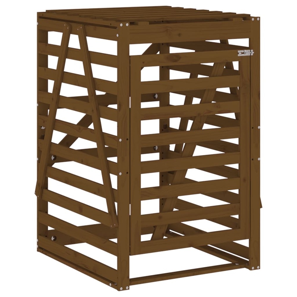 Abri pour poubelle triple sur roulettes marron miel bois pin