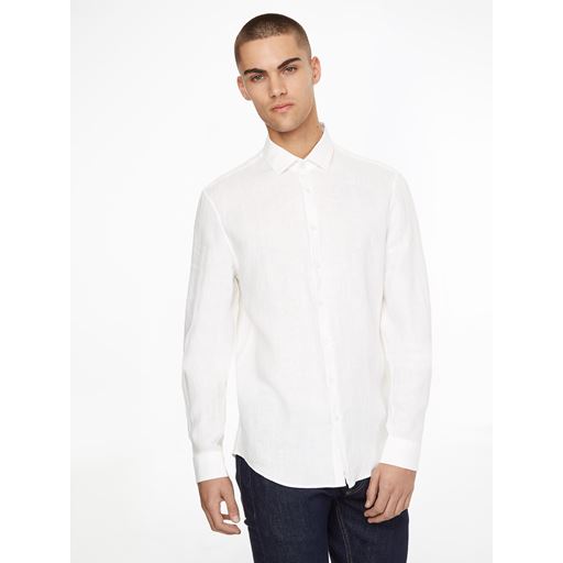 Calvin Klein Linen Solid Skjorte, Hvid, 44