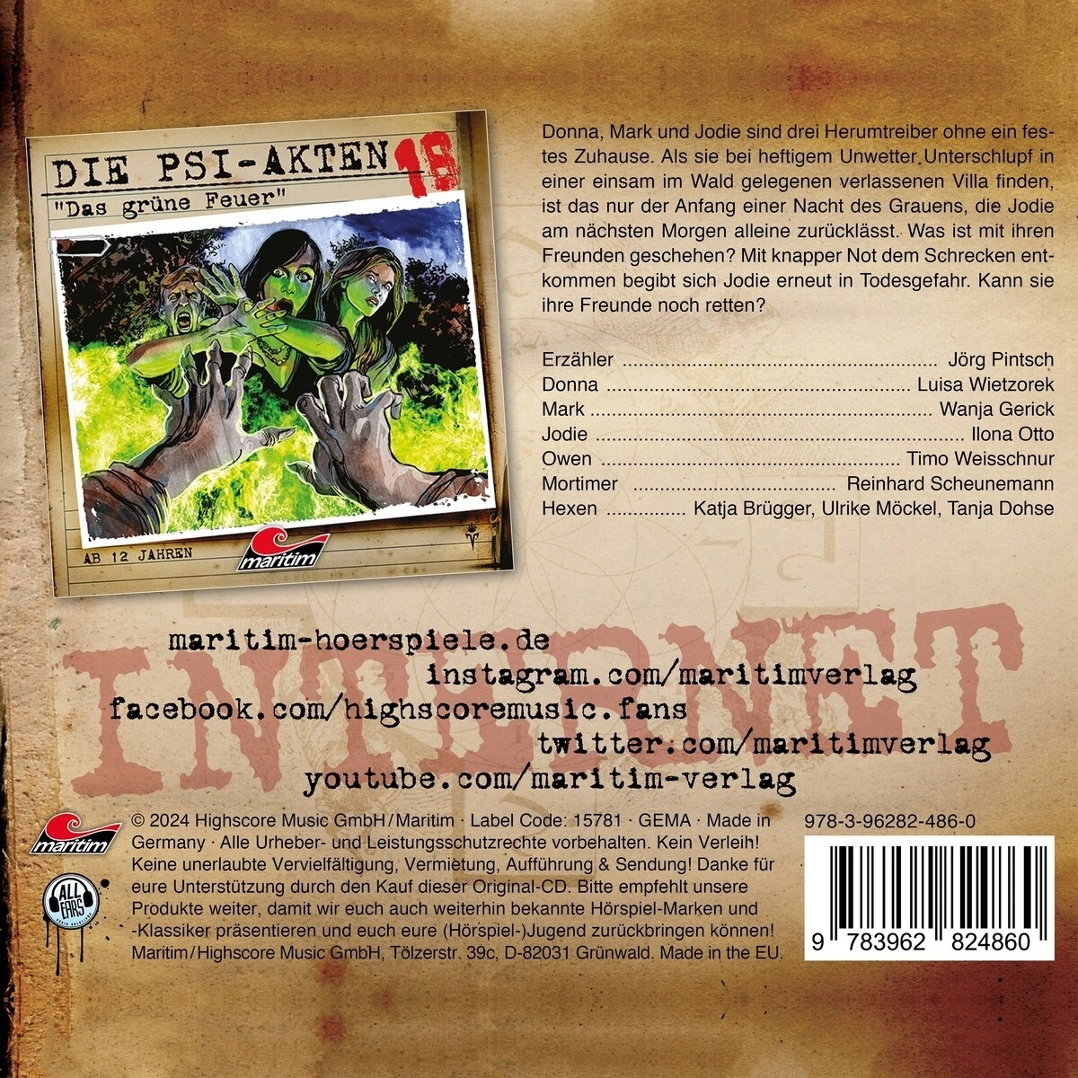 Die PSI-Akten - Das grüne Feuer,1 Audio-CD